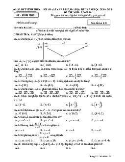 Đề thi học kì 1 Toán 10 năm học 2020 – 2021 sở GD&ĐT Vĩnh Phúc