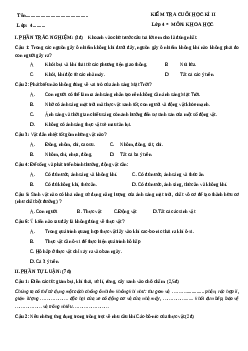 Đề kiểm tra thử cuối học kì 2 môn Khoa - Sử - Địa lớp 4 năm 2022 - 2023