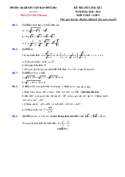 Đề thi giữa kì 1 Toán 9 năm 2020 – 2021 phòng GD&ĐT Đan Phượng – Hà Nội
