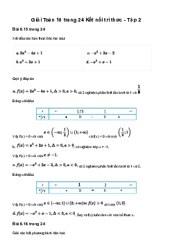 Giải Toán 10 KNTT Bài 17: Dấu của tam thức bậc hai