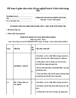 Kế hoạch giáo dục môn Công nghệ 6 sách Chân trời sáng tạo