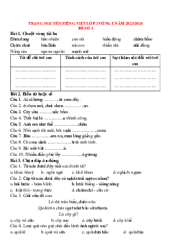 Đề thi Trạng nguyên Tiếng Việt lớp 3 năm 2023 - 2024 Vòng 1