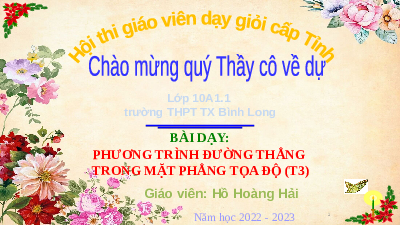 Giáo án điện tử Toán 10 Chương 7 Bài 20 Kết nối tri thức: Đường thẳng trong mặt phẳng toạ độ (tiết 3)