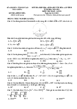 Đề học sinh giỏi cấp tỉnh Toán 9 năm 2022 – 2023 sở GD&ĐT Bắc Giang