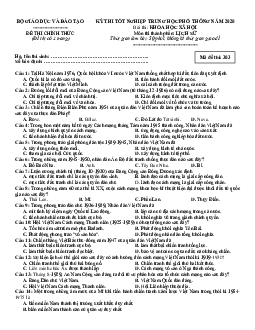 Đề thi tốt nghiệp THPT 2020 môn Sử đợt 1 (có đáp án)