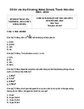 Đề thi vào lớp 6 môn Toán trường Nobel School, Thanh Hóa năm 2024
