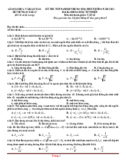 Đề tham khảo tốt nghiệp THPT 2021 môn Lý (có đáp án)