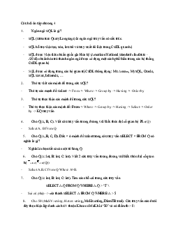 Đề cương câu hỏi ôn tập chương 4 môn Cơ sở dũ liệu có lời giải | Đại học Sư phạm Kỹ thuật Thành phố Hồ Chí Minh