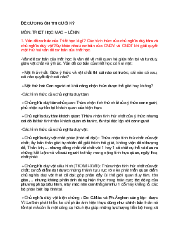 Đề cương ôn tập thi cuối kỳ môn Triết học Mác - Lenin có lời giải | Học viện Công nghệ Bưu chính Viễn thông