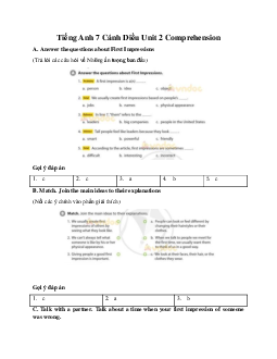 Tiếng Anh 7 Explore English Cánh Diều Unit 2 Comprehension