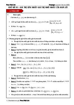Chủ đề giá trị lớn nhất và giá trị nhỏ nhất của hàm số ôn thi tốt nghiệp THPT môn Toán