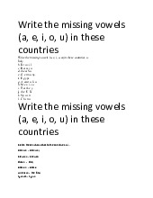 Missing Vowels Activity: Fill in the Gaps for Country Names môn Tiếng Anh cơ bản 2 | Trường đại học Mở Hà Nội