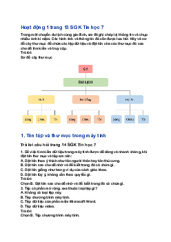 Giải SGK Tin học 7 Bài 3: Quản lí dữ liệu trong máy tính| Kết nối tri thức