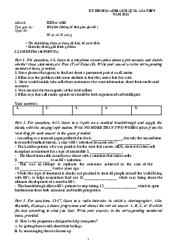 Đề thi thử học sinh giỏi quốc gia THPT năm 2021 môn Tiếng Anh - Mock test 8