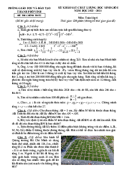 Đề KSCL học sinh giỏi Toán 6 năm 2023 – 2024 phòng GD&ĐT Vinh – Nghệ An