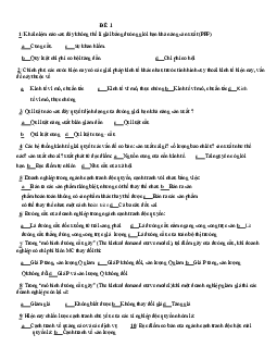Bộ đề thi kết thúc học phần Kinh tế vi mô /Đại học nội vụ Hà Nội