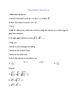 Toán 9 Bài 9: Căn bậc ba