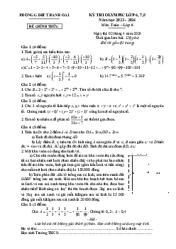 Đề thi Olympic Toán 6 năm 2023 – 2024 phòng GD&ĐT Thanh Oai – Hà Nội