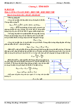 Bài tập Vật Lí 11 Chương 1: Tĩnh Điện (sách cũ)