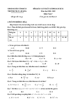 Đề thi Toán 7 học kì 2 năm 2018 – 2019 trường THCS An Hòa – Hải Phòng