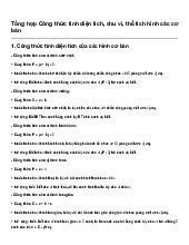 Tổng hợp Công thức tính diện tích, chu vi, thể tích hình các cơ bản