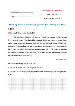 Đề ôn tập hè lớp 3 môn Tiếng Việt sách Chân trời sáng tạo - Số 4