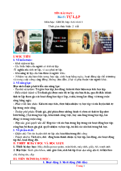 Giáo án GDCD 6 Bài 5: Tự lập | Kết nối tri thức