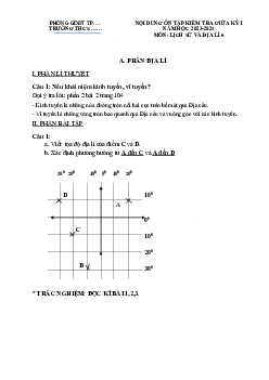Đề cương ôn tập giữa học kì 1 môn Lịch sử - Địa lí 6 sách Kết nối tri thức với cuộc sống