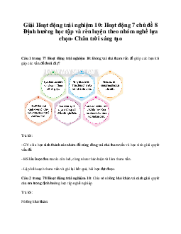 Giải Hoạt động trải nghiệm 10: Hoạt động 7 chủ đề 8 Chân Trời Sáng Tạo