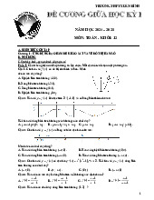 Đề cương giữa học kỳ 1 Toán 12 năm 2024 – 2025 trường THPT Xuân Đỉnh – Hà Nội