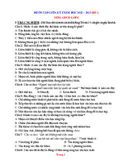 Bộ Đề Ôn Tập Giữa Kỳ 1 Môn GDCD Lớp 8 Năm 2022-2023( có đáp án và ma trận)