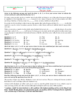 TOP 10 Đề thi học kỳ 2 Tiếng anh 12 (có đáp án)