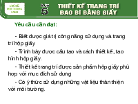 Giáo án điện tử Mĩ Thuật 8 Bài 5 Cánh diều: Thiết kế trang trí bao bì bằng giấy