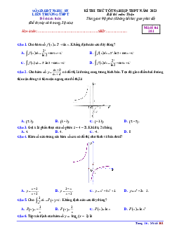 Đề thi thử tốt nghiệp THPT 2023 môn Toán liên trường THPT – Nghệ An