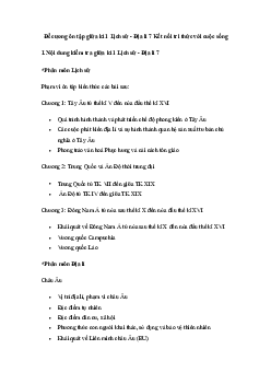 Đề cương ôn tập giữa học kì 1 môn Lịch sử - Địa lí 7 sách Kết nối tri thức với cuộc sống