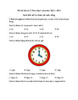 Đề thi học kì 2 lớp 1 năm 2022 - 2023 | Toán 1|  Kết nối tri thức với cuộc sống | đề 6