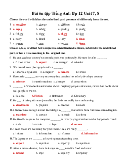 Tổng hợp Bài tập Tiếng Anh lớp 12 Unit 7: Economic Reforms CÓ ĐÁP ÁN