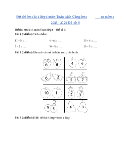 ĐỀ KIỂM TRA CUỐI HỌC KÌ 1 lớp 1 môn Toán  | Đề 5 | Cùng học để phát triển năng lực