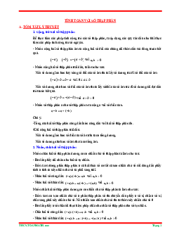 Tóm tắt lý thuyết và bài tập trắc nghiệm tính toán với số thập phân