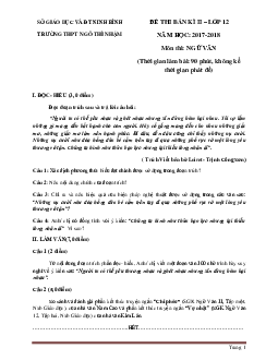 10 Đề thi học kỳ 2 Ngữ Văn 12 (có đáp án)