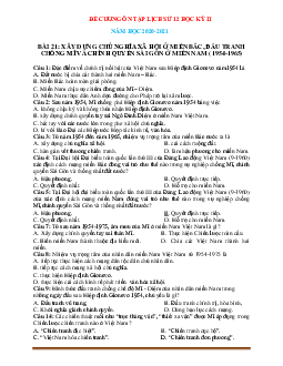 Đề cương ôn tập Lịch sử 12 học kỳ 2 năm 2020-2021 (có đáp án)