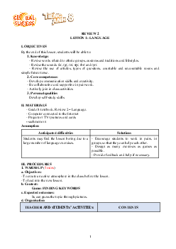 Giáo án Tiếng Anh 8 Review 2 | Global Success