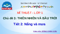 Giáo án điện tử Mĩ thuật 1 Chân trời sáng tạo : Nắng và mưa
