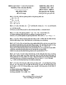 Đề thi HK2 Toán 9 năm 2019 – 2020 trường THCS Hai Bà Trưng – TP HCM