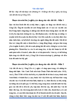 Văn mẫu lớp 8: Viết một đoạn văn nêu lên ý nghĩa, tác dụng việc dời đô của Lý Công Uẩn Ngữ Văn 8 | Cánh diều
