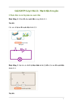 Giải KHTN 8 Bài 22: Mạch điện đơn giản | Kết nối tri thức