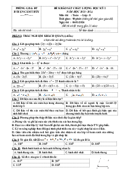 Đề cuối học kỳ 1 Toán 8 năm 2023 – 2024 phòng GD&ĐT Cẩm Thủy – Thanh Hóa