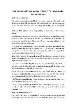 Giải bài tập SGK Sinh học lớp 12 bài 47: Ôn tập phần tiến hóa và sinh học