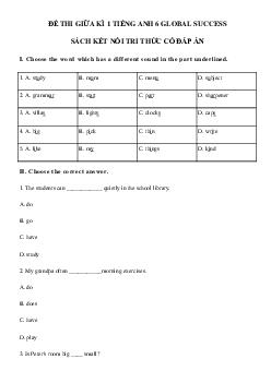 Giải Đề thi giữa học kì 1 môn Tiếng Anh 6 năm 2023 - 2024 sách Kết nối tri thức với cuộc sống | Đề 3