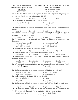 Đề giữa kỳ 2 Toán 10 năm 2021 – 2022 trường THPT Đông Hưng Hà – Thái Bình